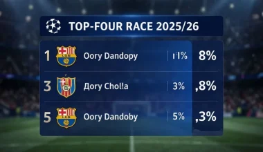 Top-four race 2025/26: Champions League qualification odds, head-to-head schedule and tiebreaker rules